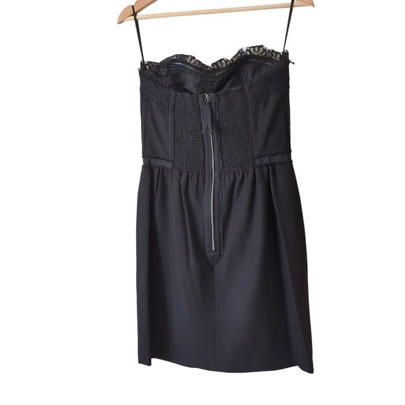 Rebecca Taylor Bustier Dress Womens 4 Black Nude Lace Mini Strapless Wool Corset - Picture 4 of 9